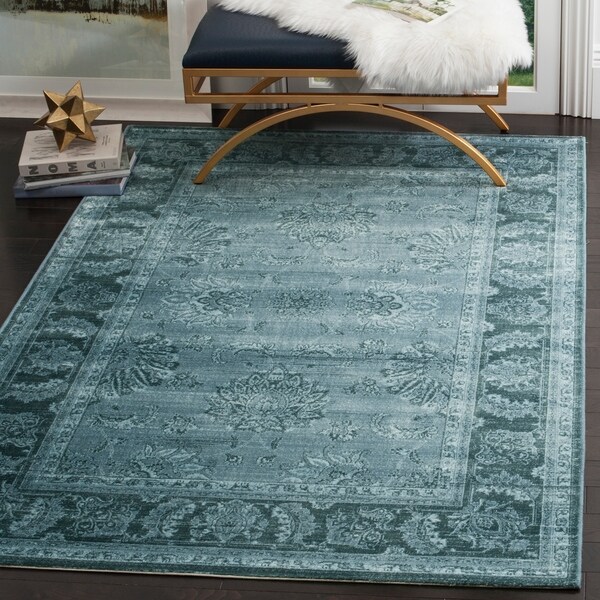 Safavieh Vintage Oriental Light Blue/ Dark Blue Distressed Silky Viscose Rug - 8' X 11'