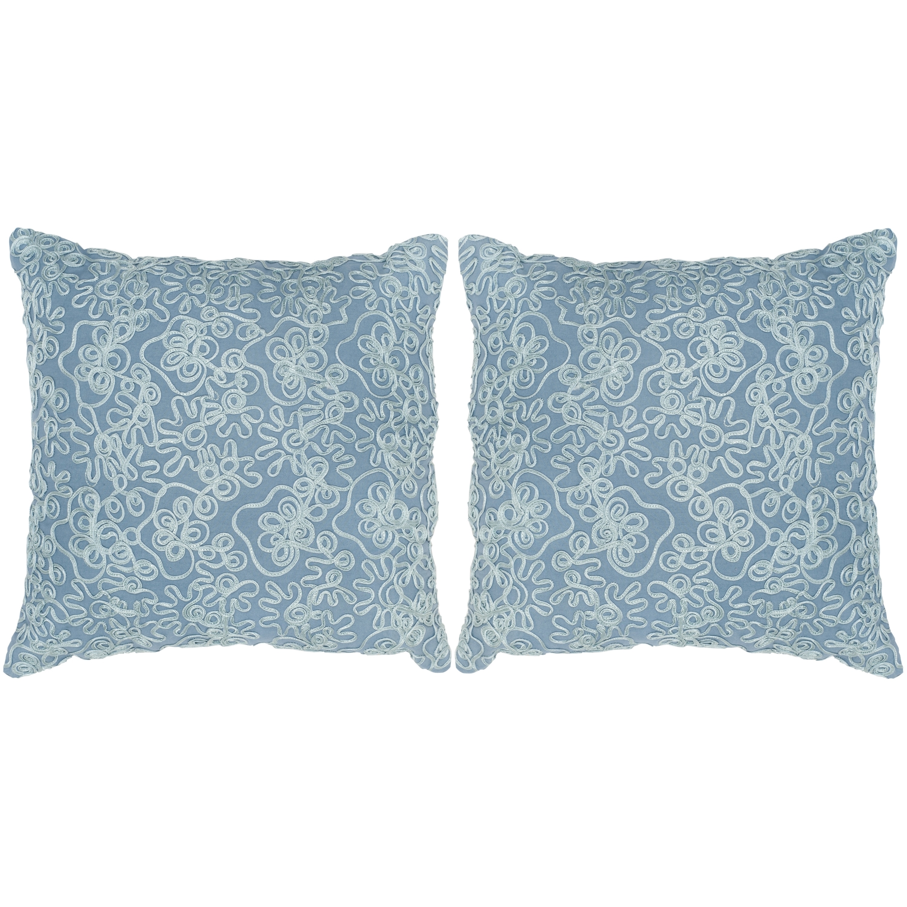 20 by 20-Inch Tape Swirl Wedgwood Blue Set of 2 Safavieh Pillow Collection Throw Pillows