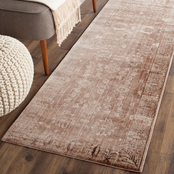Safavieh Valencia Brown/ Beige Distressed Silky Polyester Rug - 2'3 x 8'
