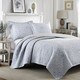 Shop Laura Ashley Mia Pebble Blue/ Grey Reversible Cotton 3-piece Quilt ...