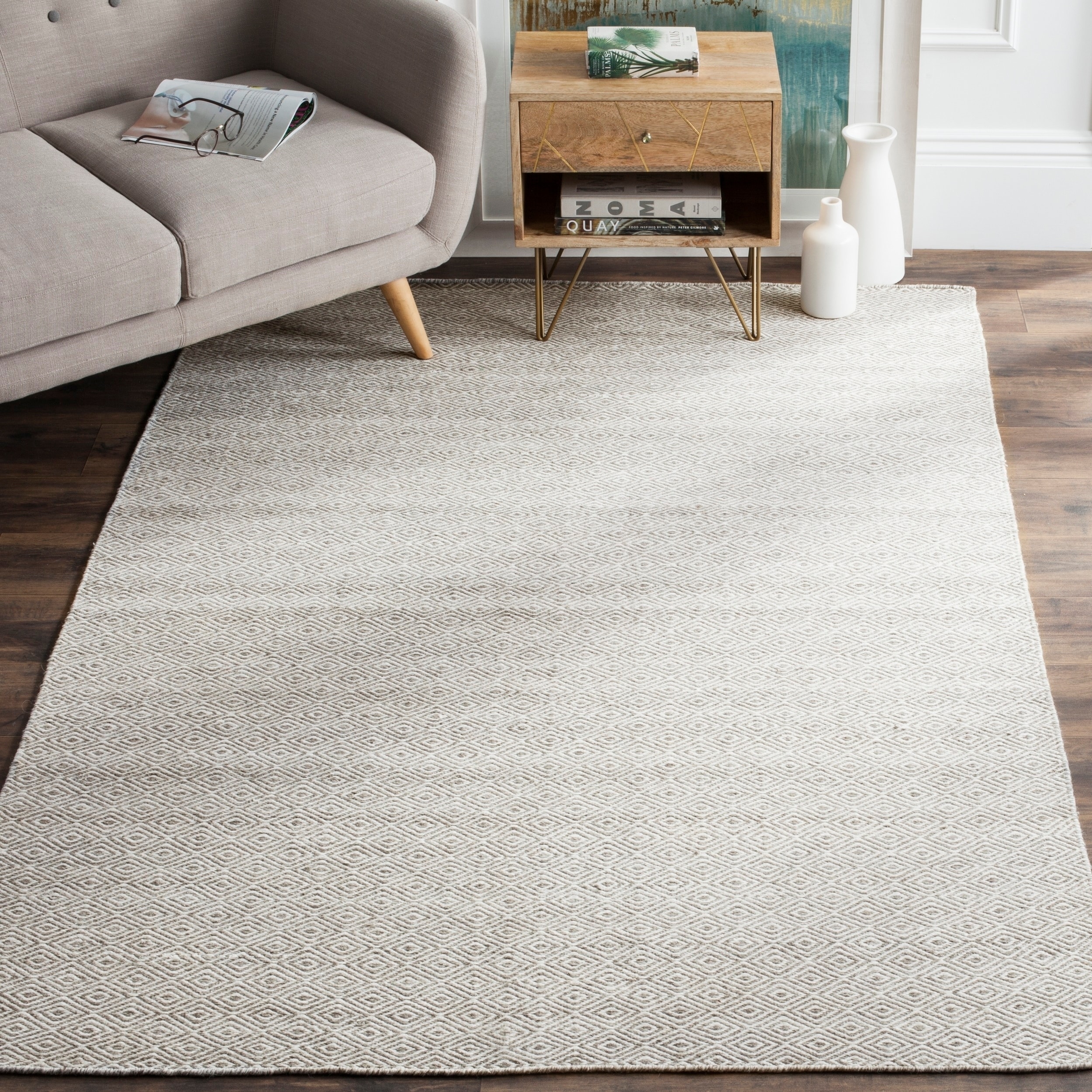 Shop Safavieh Hand-Woven Kilim Ivory/ Graphite Wool Rug - 5' x 8' - On ...