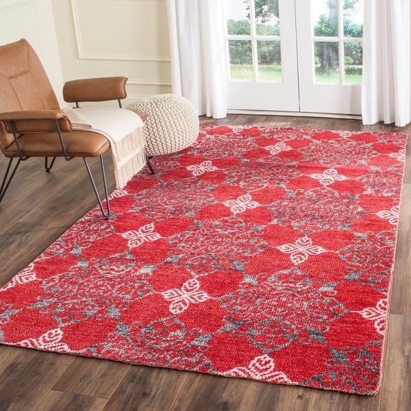 Safavieh Hand-knotted Stone Wash Red/ Ivory Wool Rug - 5' x 8'