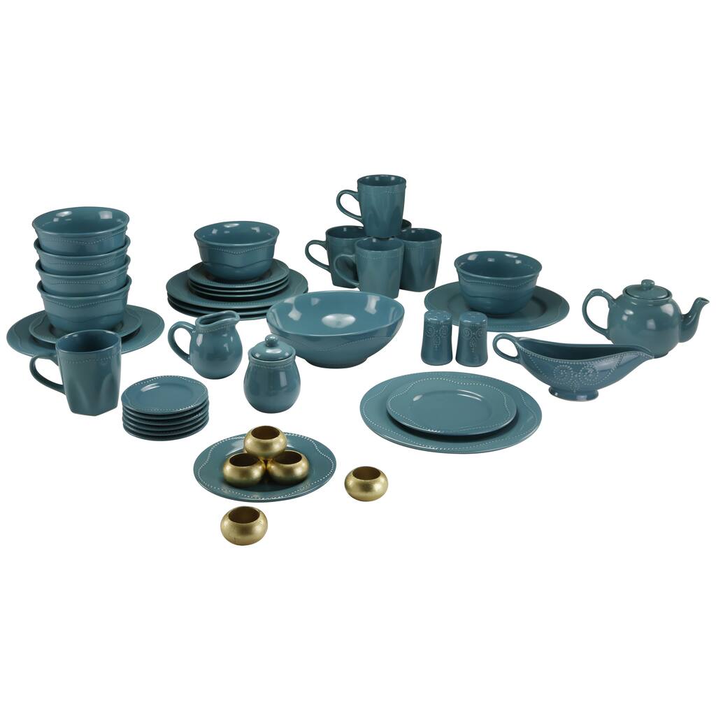 Vivo Teal Beaded 45-piece Dinner Set