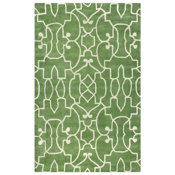 Green/ White Bradberry Downs Collection 100-percent Wool Accent Rug (2' x 3') - 2' x 3'