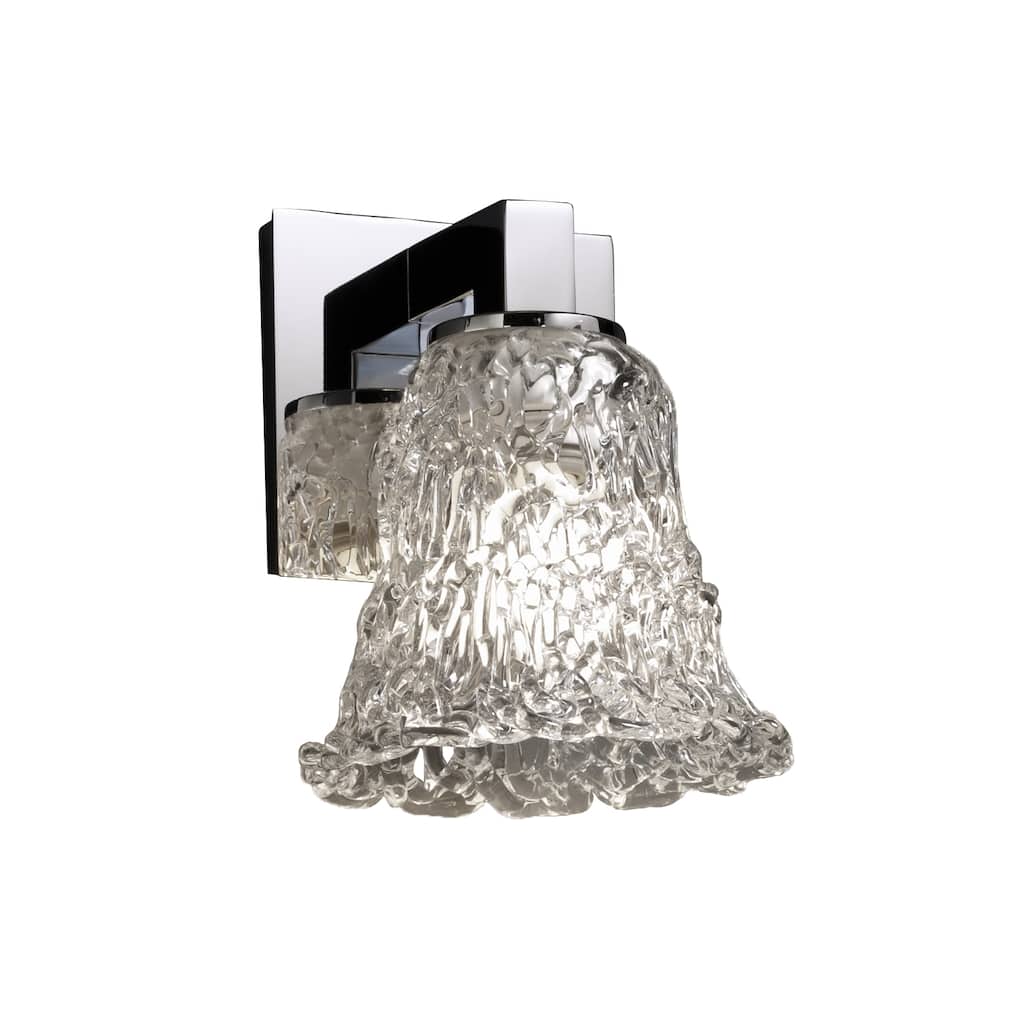 Justice Design Veneto Luce Modular 1-light Polished Chrome Wall Sconce, Lace Round Flared Shade