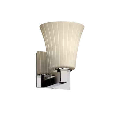 Justice Design Fusion Modular 1-light Polished Chrome Wall Sconce, Ribbon Round Flared Shade