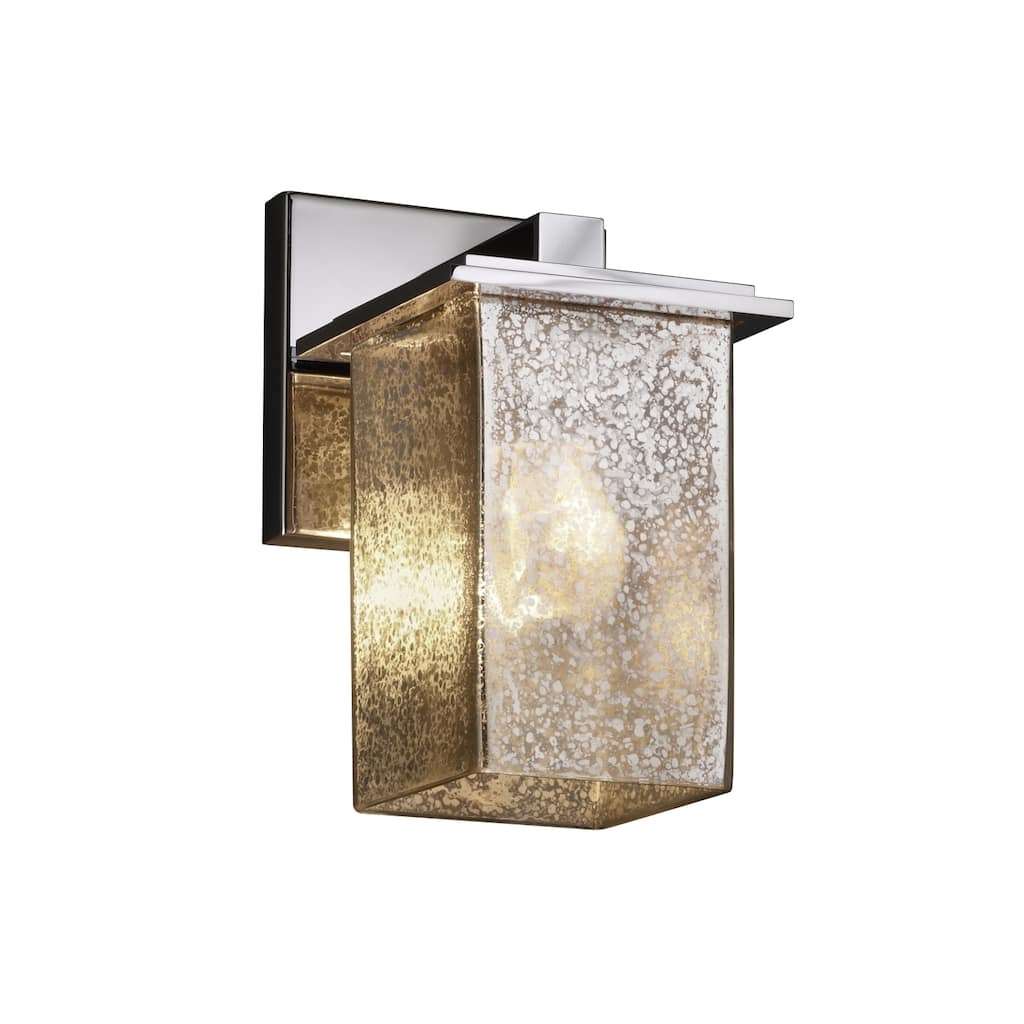 Justice Design Fusion Montana 1-light Polished Chrome Wall Sconce, Mercury Square - Flat Rim Shade