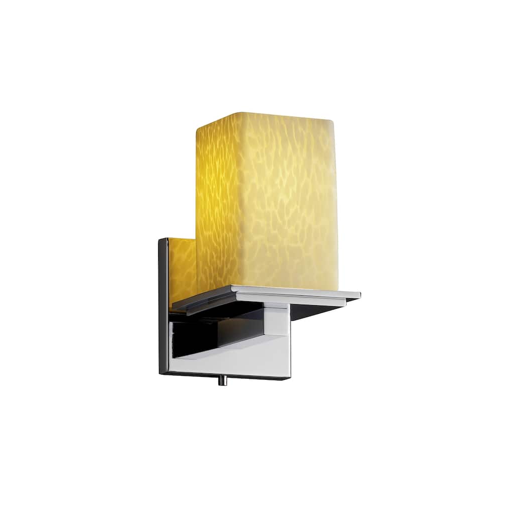 Justice Design Fusion Montana 1-light Polished Chrome Wall Sconce, Droplet Square - Flat Rim Shade