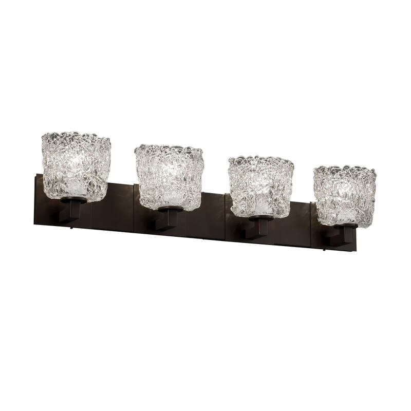 Justice Design Veneto Luce Modular 4-light Dark Bronze Bath Bar, Lace Oval Shade