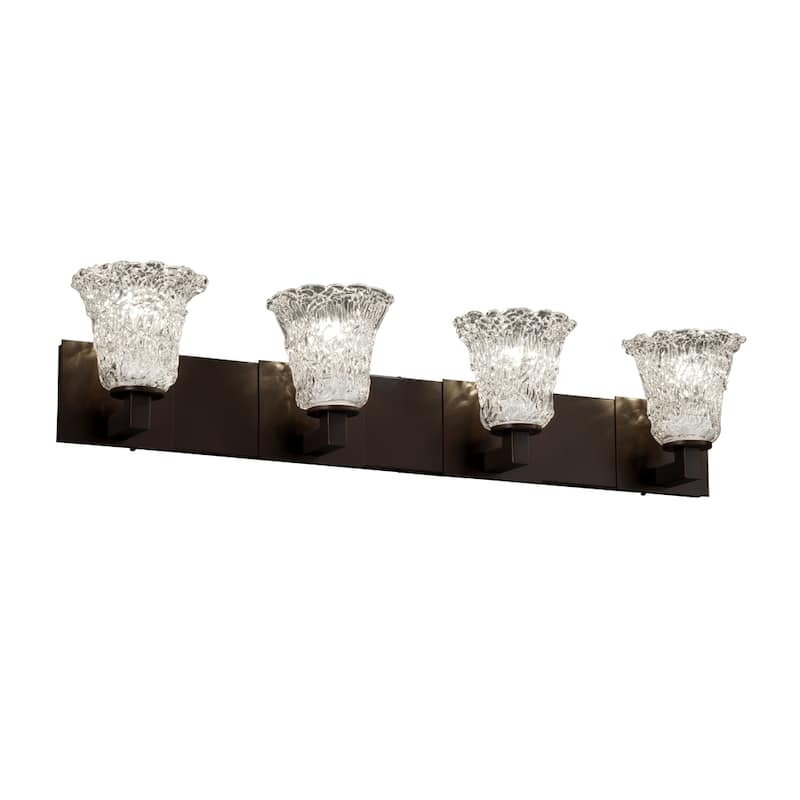 Justice Design Veneto Luce Modular 4-light Dark Bronze Bath Bar, Lace Round Flared Shade