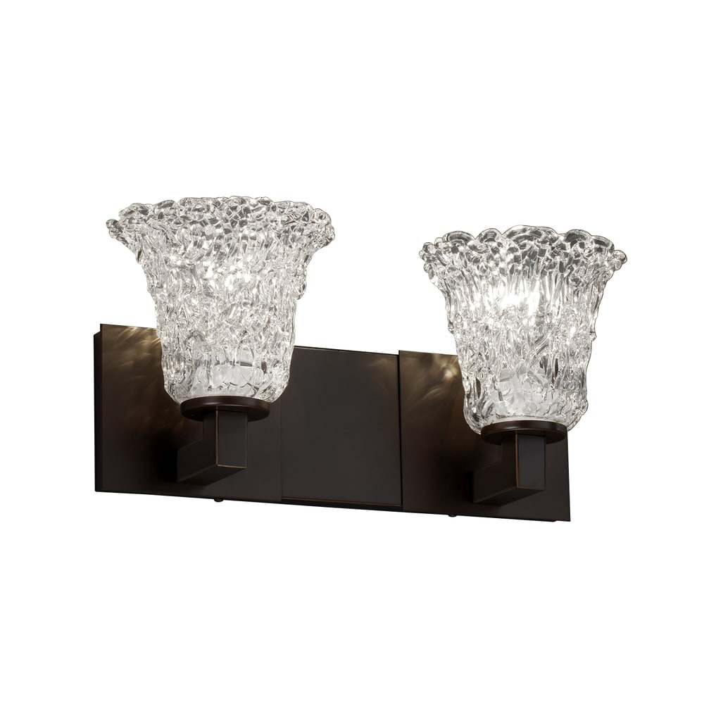 Justice Design Veneto Luce Modular 2-light Dark Bronze Bath Bar, Lace Round Flared Shade