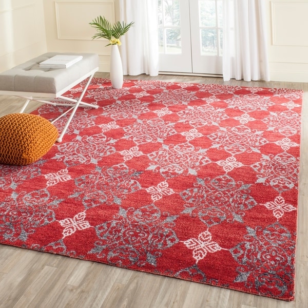 Safavieh Hand-knotted Stone Wash Red/ Ivory Wool Rug - 8' x 10'