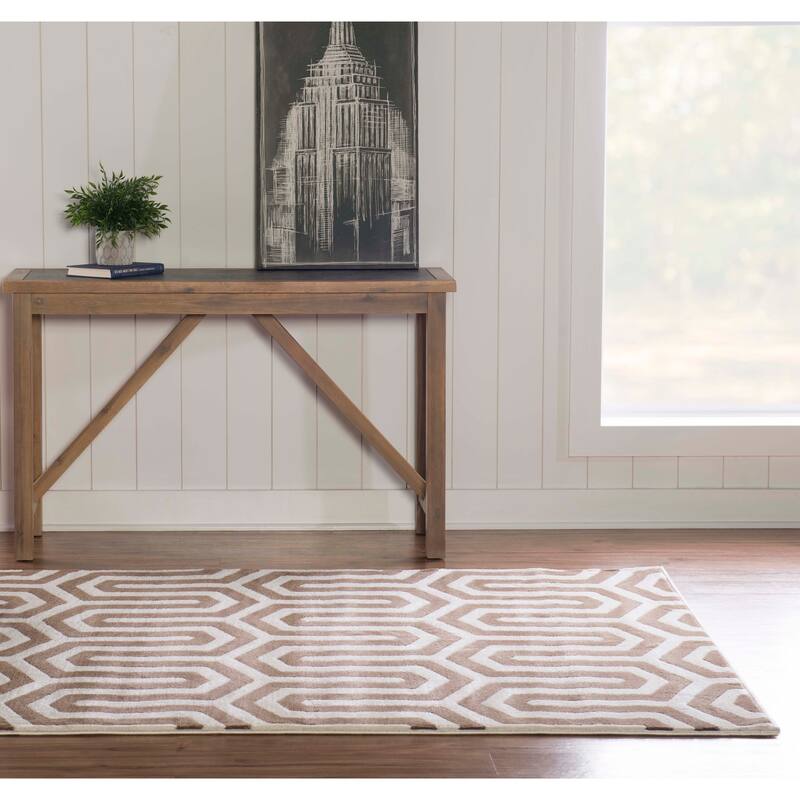 Linon Roma Tangent Ivory/Beige Rug