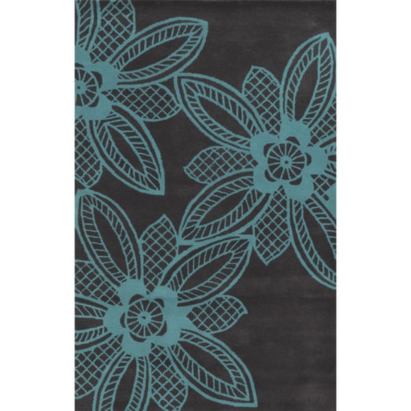 Grey/ Turquoise Bradberry Downs Collection 100-percent Wool Accent Rug (3' x 5') - 3' x 5'