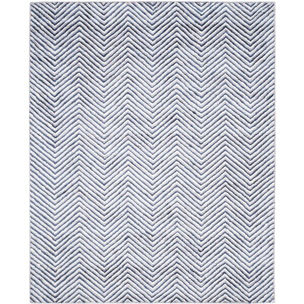Safavieh Hand-Tufted Soho Ivory/ Navy N.Z. Wool Rug (8' x 10')