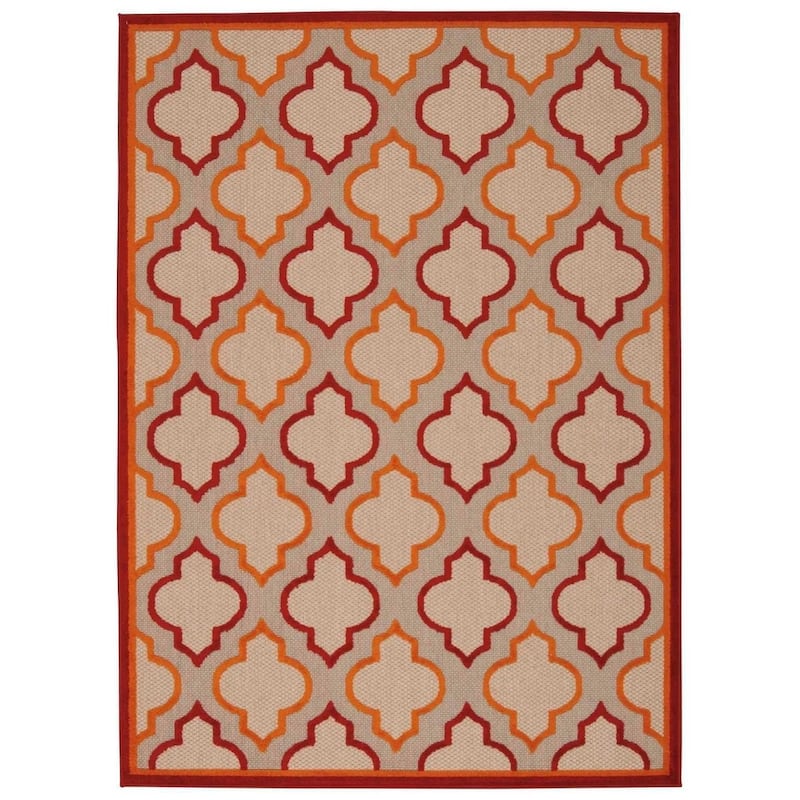 Nourison Aloha Trellis Indoor/Outdoor Area Rug - 9'6" x 13' - Red