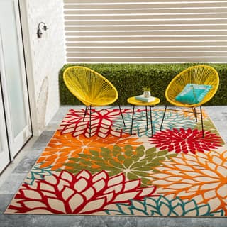 Polypropylene Outdoor Rugs For Less Nourison Aloha Fl Green Indoor Outdoor Rug 7 10 X