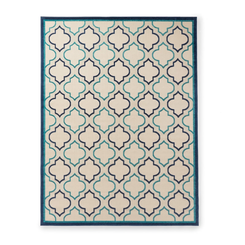 Nourison Aloha Trellis Indoor/Outdoor Area Rug - 7'10" x 10'6" - Navy