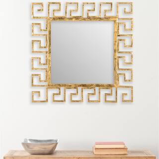SAFAVIEH Calliope Greek Key Antique Gold 23-inch Square Decorative Mirror - 23" x 0.5" x 23"