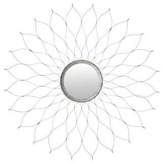 SAFAVIEH Handmade Art Silver Flower 35-inch Decorative Mirror - 35" x 35" x 1"