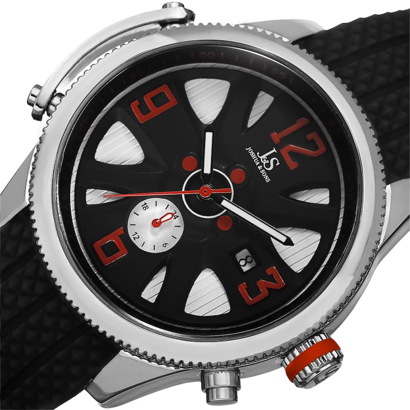 Joshua & Sons Sporty Men's Swiss Quartz Multifunction Silver-Tone Strap Watch - silver