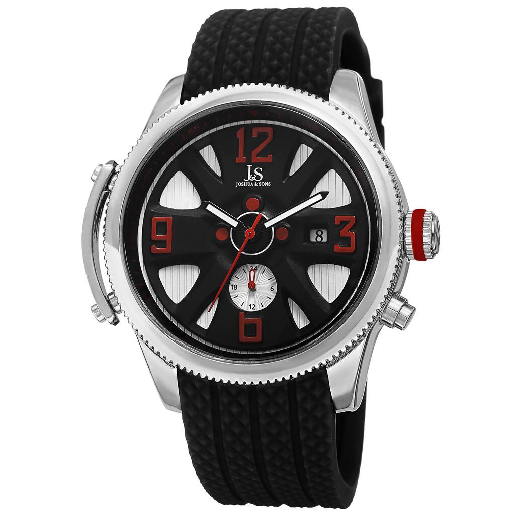 Joshua & Sons Sporty Men's Swiss Quartz Multifunction Silver-Tone Strap Watch - silver