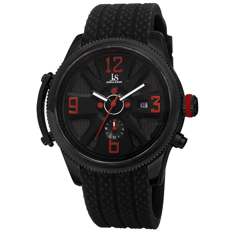 Joshua & Sons Sporty Men's Swiss Quartz Multifunction Black Strap Watch