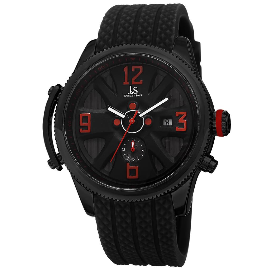Joshua & Sons Sporty Men's Swiss Quartz Multifunction Black Strap Watch