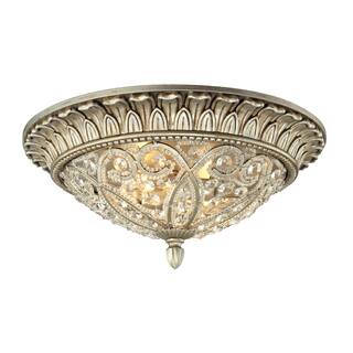 Elk Home Andalusia Aged Silver With Metal Shade 2 Light Flush Mount