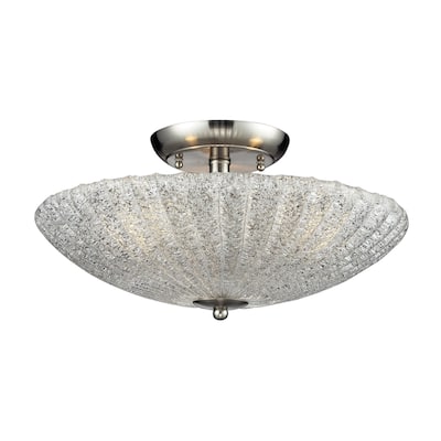 Elk Home Luminese Satin Nickel With Sugar Glass 3 Light Semi Flush