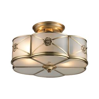 Elk Home Preston Brushed Brass With Frosted Glass 2 Light Semi Flush