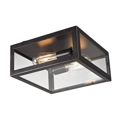 Elk Home Parameters Oiled Bronze With Clear Glass 2 Light Flush Mount