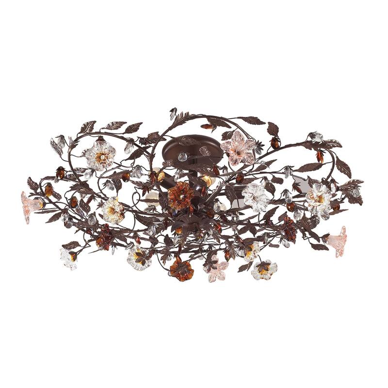Elk Home Cristallo Fiore Deep Rust Crystal 6 Light Flush Mount