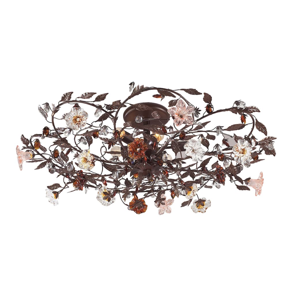 Elk Home Cristallo Fiore Deep Rust Crystal 6 Light Flush Mount