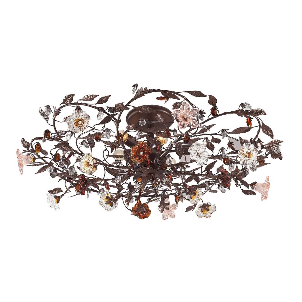 Elk Home Cristallo Fiore Deep Rust Crystal 6 Light Flush Mount