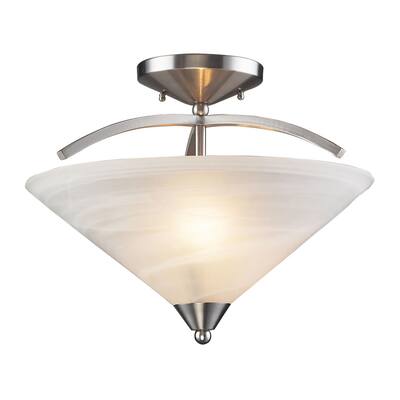 Elk Home Elysburg Satin Nickel With Swirl Glass 2 Light Semi Flush