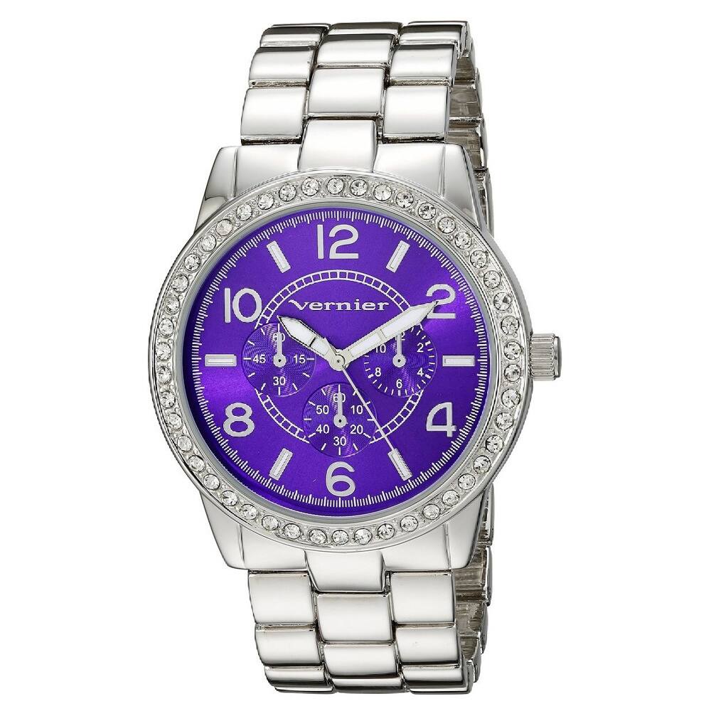 Vernier Women's Color Dial Crystal Bezel Chrono-Look Bracelet Watch