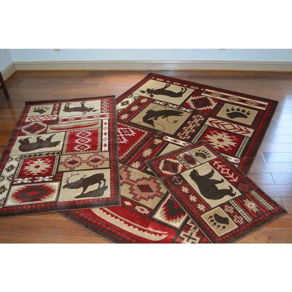 Rustic Lodge Bear 3-piece Area Rug Set - 3PC/Surplus - Bed Bath ...