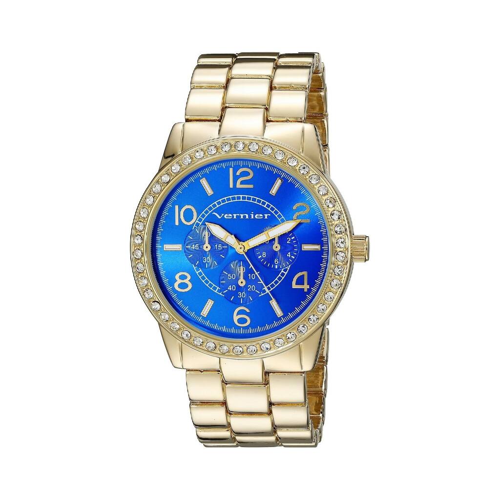Vernier Women's Color Dial Crystal Bezel Chrono-Look Bracelet Watch