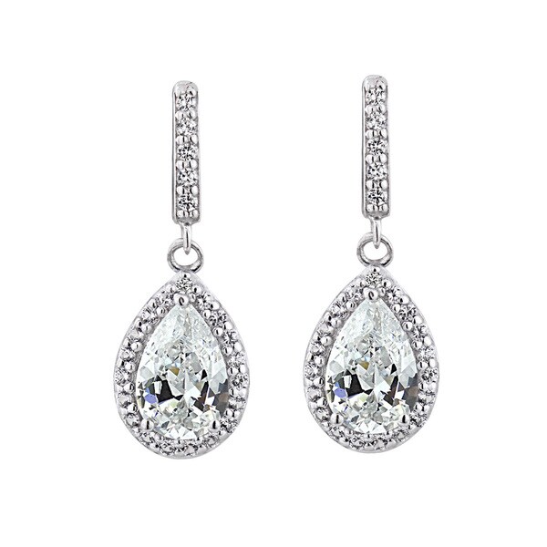 Glitzy Rocks Sterling Silver Birthstone Teardrop Dangle Earrings
