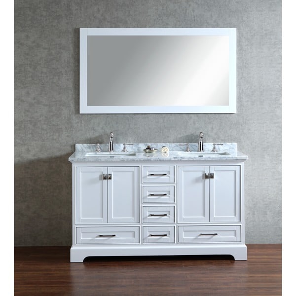 Stufurhome White 60-inch Double Sink Bathroom Vanity Set ...