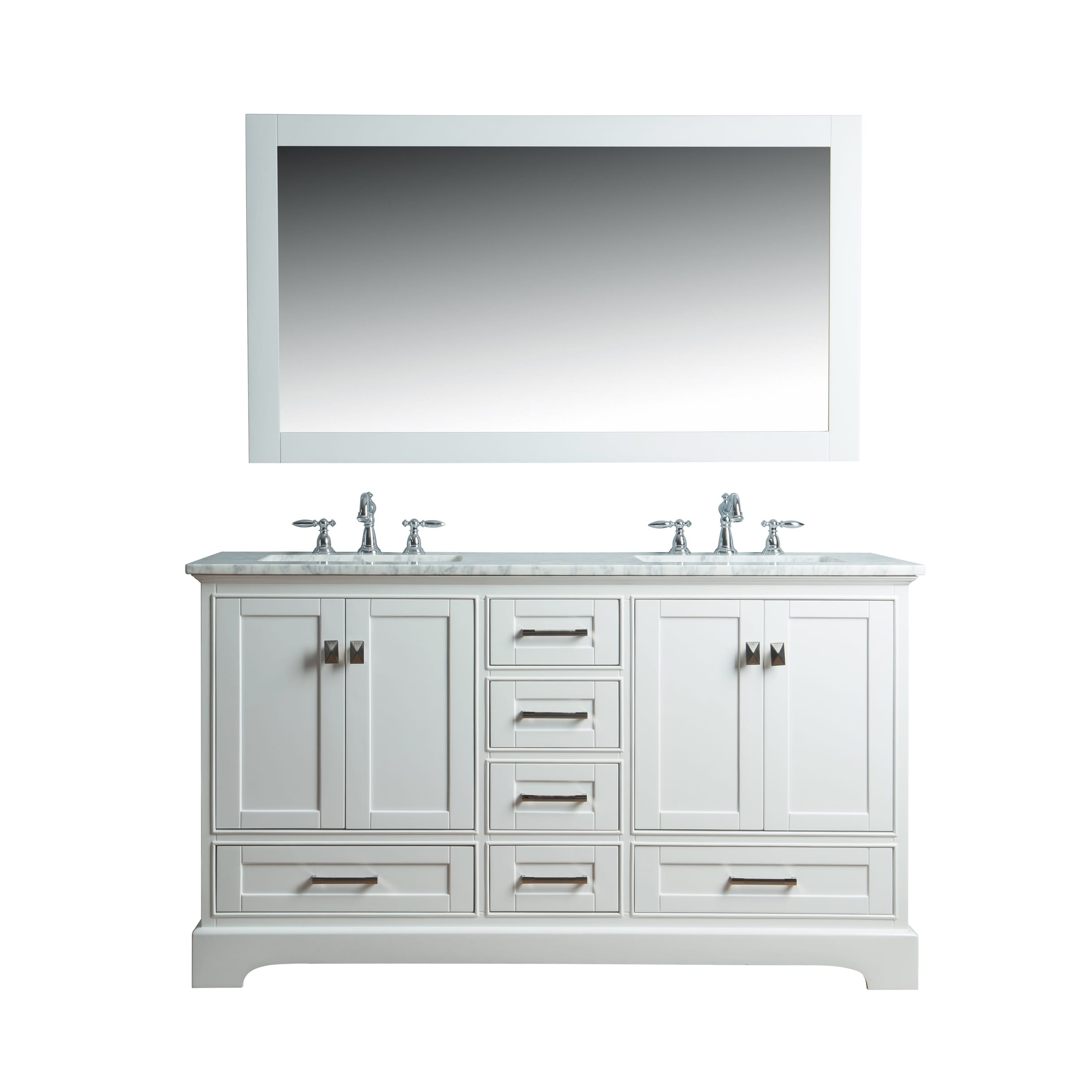 Stufurhome White 60 Inch Double Sink Bathroom Vanity Set With Mirror Overstock 10217328