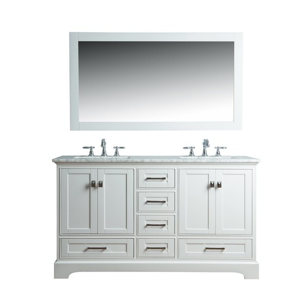 Shop Stufurhome White 60-inch Double Sink Bathroom Vanity Set with ...