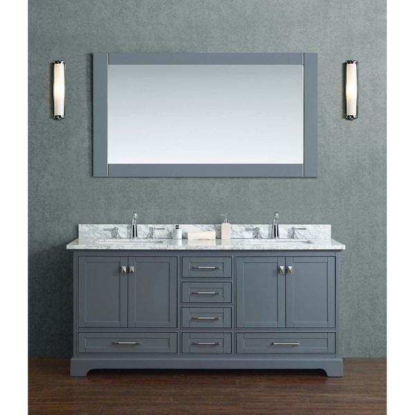 Stufurhome Newport Grey 72 in. Double Sink Bathroom Vanity with Mirror ...