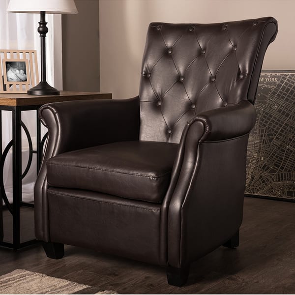 Shop Transitional Brown Faux Leather Club Chair By Baxton Sudio