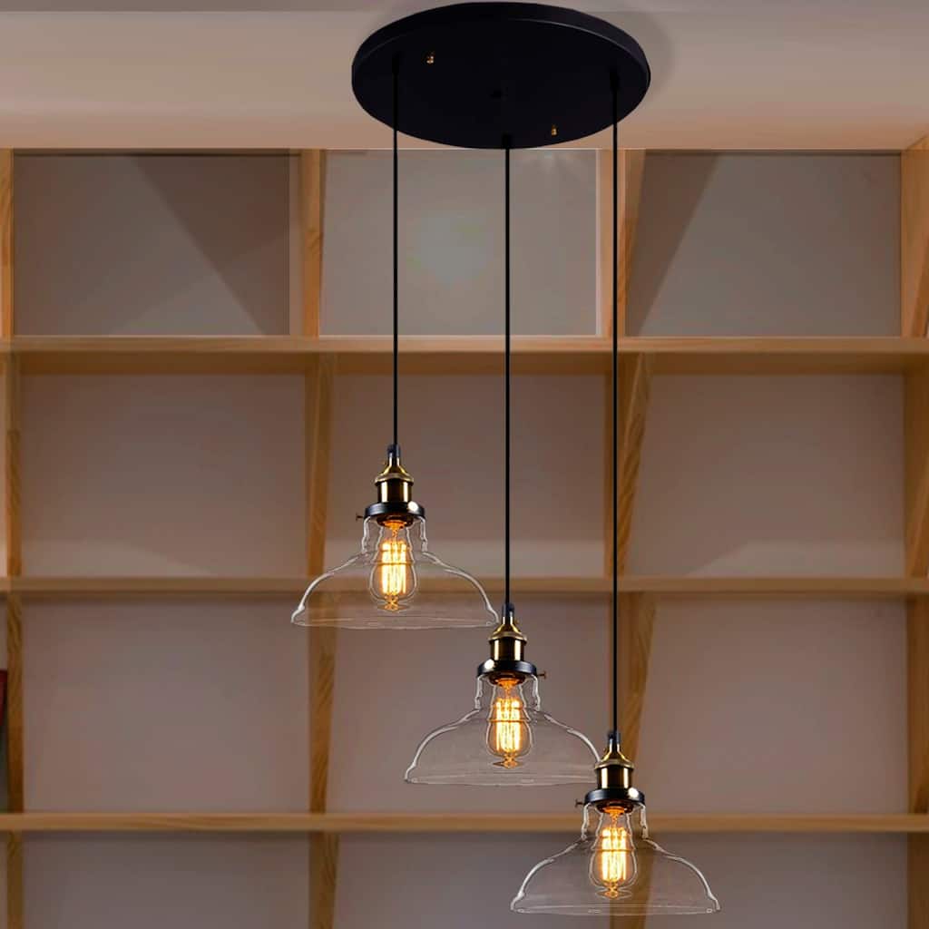 Esmeralda Adjustable Cord 3-light Clear Glass Edison Lamp