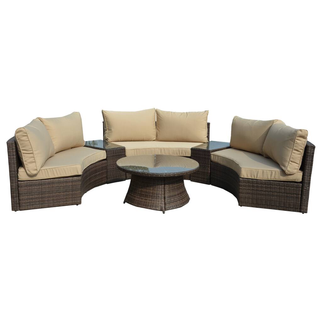 Manhattan Comfort Pearl Semi-circle Outdoor Sofa Patio Set