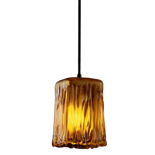 slide 1 of 1, Justice Design Veneto Luce Dark Bronze Pendant, Small Amber Shade