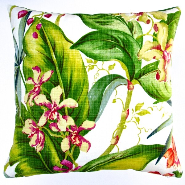 Artisan Pillows Indoor/ Outdoor 18-inch Hawaiian Tropical Island Orchid Floral Throw Pillow (Set of 2)