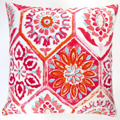 Artisan Pillows Outdoor 18-inch Pink Modern Abstract Geometric Caribbean Coastal Beach House Style Throw Pillow (Set of 2)